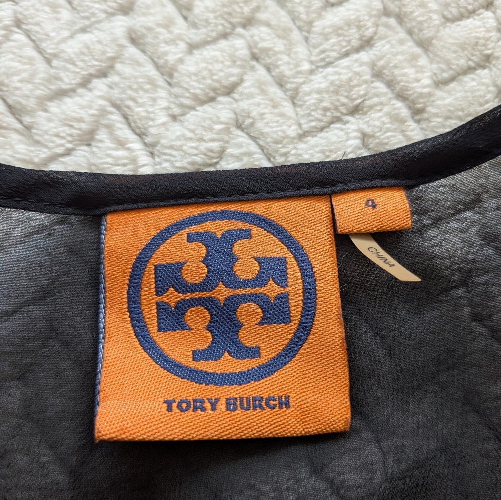 TORY BURCH Black Sheer Margarete Blouse - Picture 3 of 3